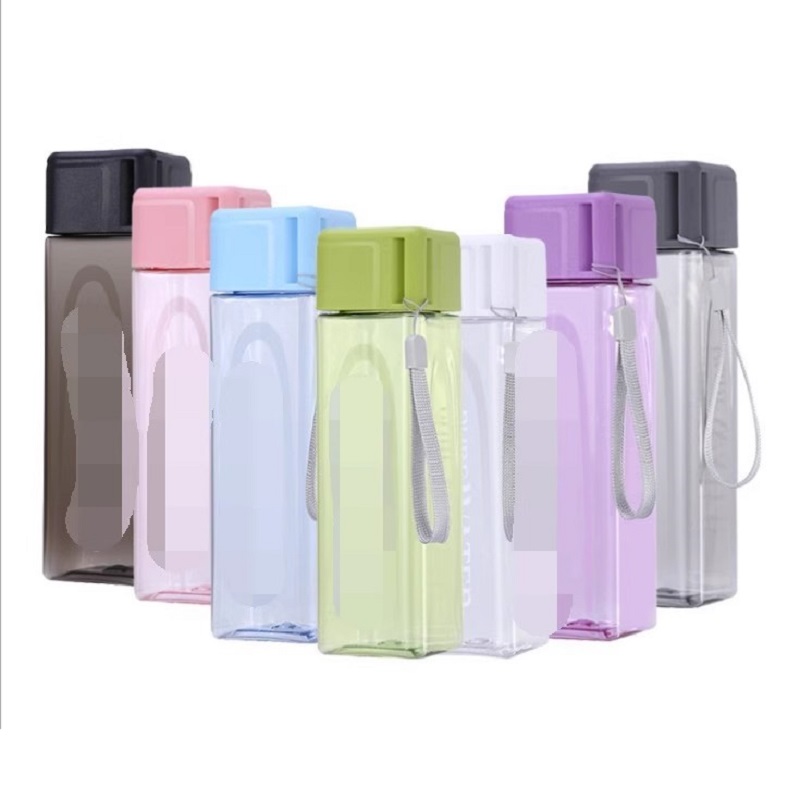 Outdoor Sport Glass Water Bottle - 450 ml, 1 bicchiere quadrato trasparente