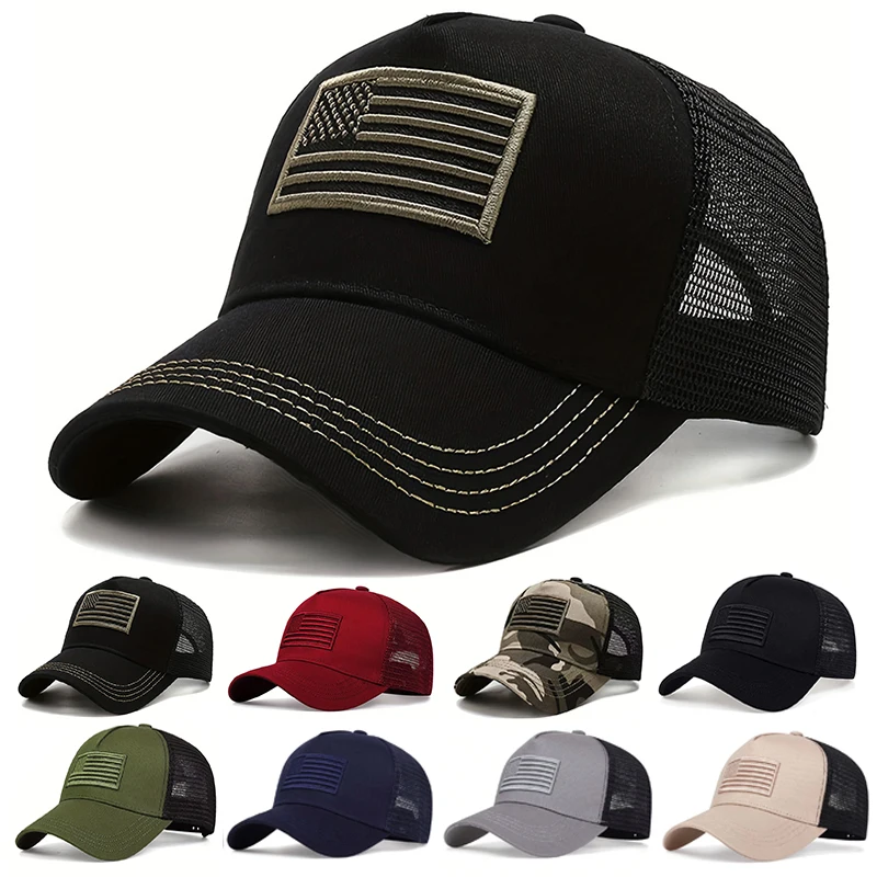 Outdoor Sport Usa - Cappello da Baseball con Rete Bandiera