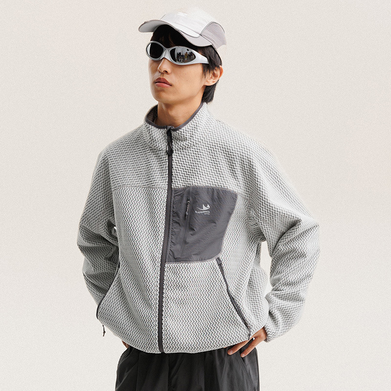 Outdoor Sport Jacket Men - Giacca in Pile Polare con Strisce