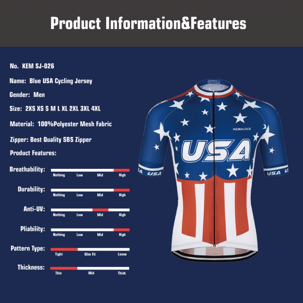 KEMALOCE Bike Jersey USA Navy  - Outdoor Sport Usa recensione e prezzo